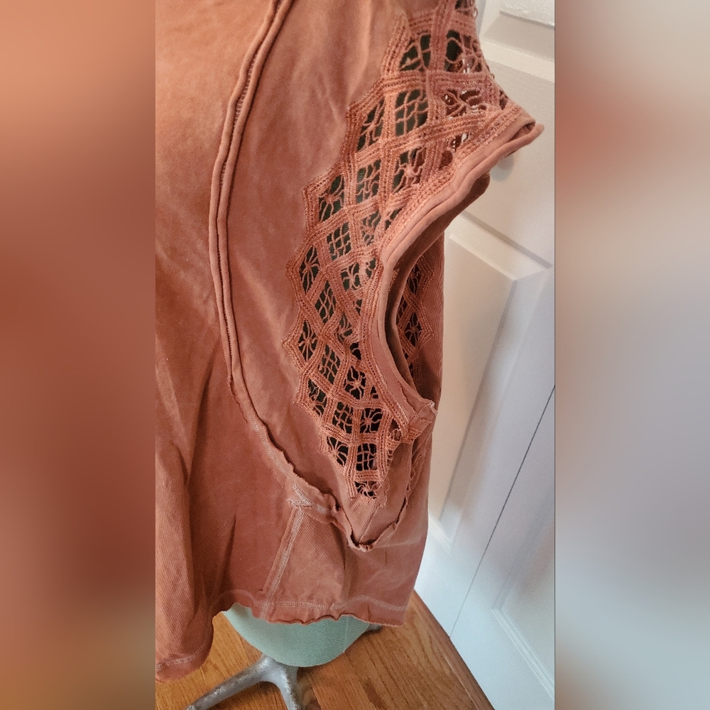 Free People Rust Sleeveless Lace Tank Top - Picture 5 of 5